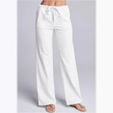 Pantaloni casual da donna – Vestibilità ampia – Tessuto traspirante – Vita elasticizzata con coulisse