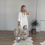 Tunica da donna – Vestibilità ampia – Cotone traspirante – Maniche lunghe – Orlo asimmetrico