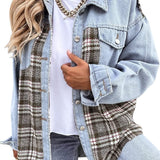 Giacca da donna – Vestibilità oversize – Pannelli in denim e quadri – Maniche lunghe