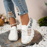 Sneakers da donna – Flyknit traspirante – Suola ondulata – Stampa leopardata – Basic