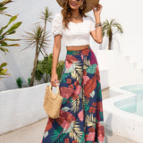 Gonna lunga da donna – Taglio svasato – Stampa floreale tropicale – Tessuto leggero e traspirante