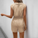 Tuta da donna – Scollo a V – Vestibilità ampia – Coulisse in vita – Senza maniche