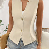 Gilet da donna – Taglio aderente – Scollo a V – Senza maniche – Tessuto strutturato