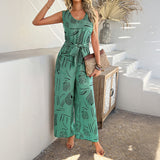 Tuta da donna – Senza maniche – Gamba larga – Cintura in vita – Leggera e fluida