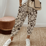 Pantaloni da donna – Vestibilità rilassata – Coulisse in vita – Stampa astratta – Tessuto leggero