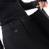 Pantaloni da donna - Vita alta - Gamba larga e fluida - Drappeggio asimmetrico - Eleganti e chic