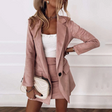 Completo blazer e minigonna da donna – Taglio strutturato – Tessuto lussuoso – Stile elegante