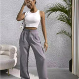 Pantaloni larghi da donna - Vita alta - Comodi ed eleganti - Vestibilità ampia