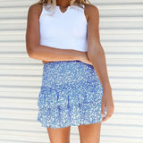 Gonna corta da donna - Vita elastica - Volant e leggera - Stile casual bohémien