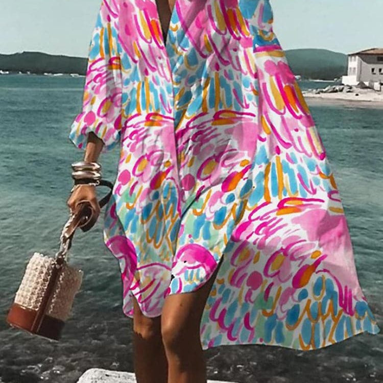 Fina - Abito colorato e ampio con fantasie estive