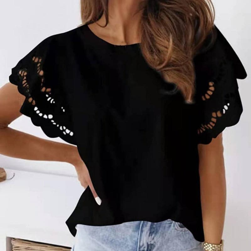 Camicetta da donna - Tessuto morbido - Elegante scollo rotondo - Vestibilità comoda