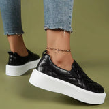 Sneakers da donna con plateau - Texture trapuntata - Facili da indossare - Look casual moderno