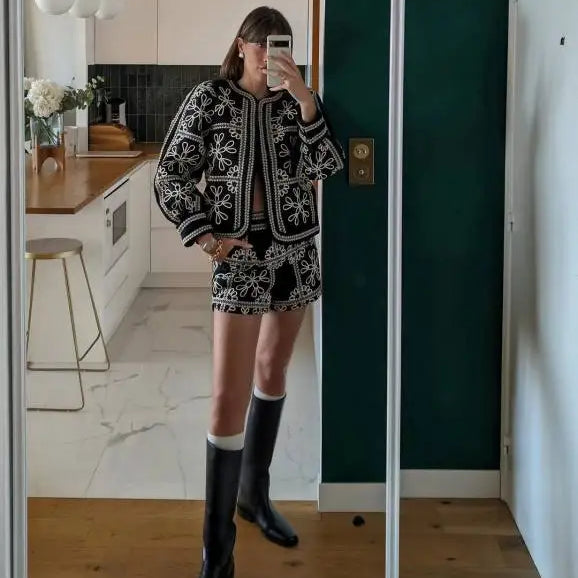 Cappotto etnico da donna – Cotone – Vestibilità comoda – Ricamato – Maniche a lanterna