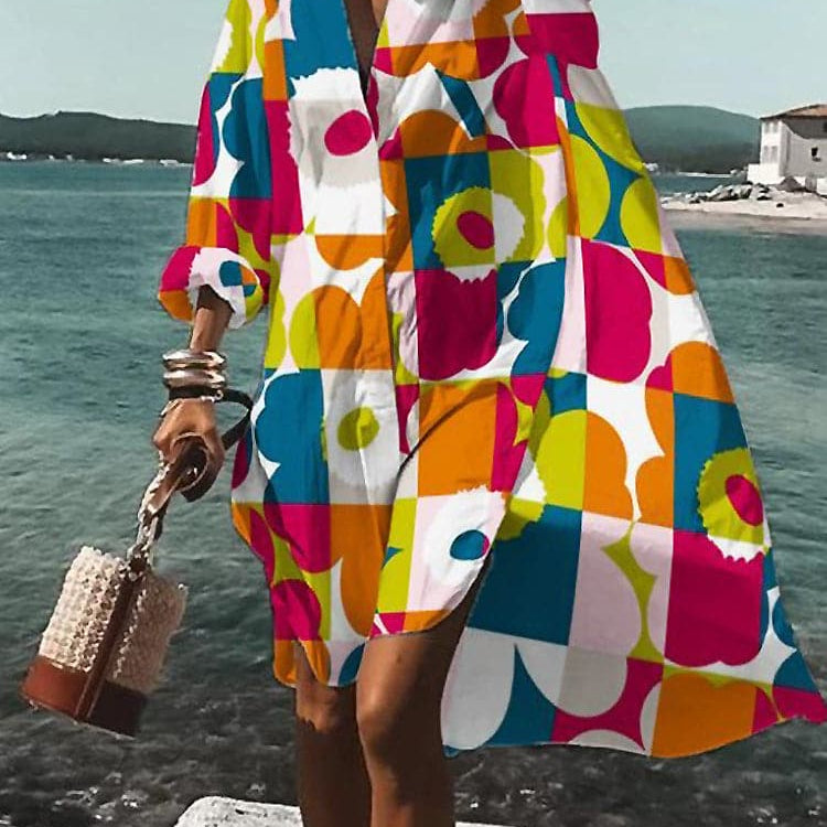 Fina - Abito colorato e ampio con fantasie estive