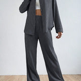 Tuta da donna – Tessuto traspirante – Vestibilità comoda – Camicia a maniche lunghe – Pantaloni dritti con elastico in vita