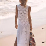 Abito in rete da donna – Vestibilità casual – Scollo a V – Motivo geometrico – Spacco laterale