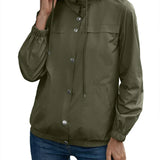 Trench da donna – Impermeabile con cappuccio – Vestibilità comoda – Bottoni automatici