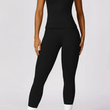 Completo sportivo da donna – Leggings a vita alta e top aderente – Traspirante ed elasticizzato