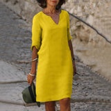 Marie - Splendido abito a maniche corte con scollo a V