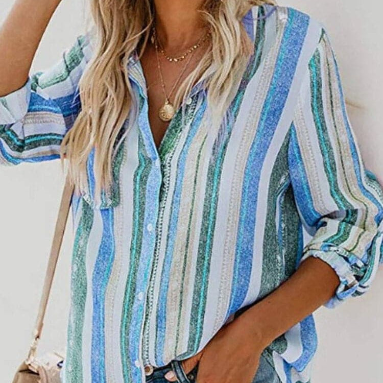 Camicia da donna - Cotone traspirante - Vestibilità classica - Elegante motivo colorato