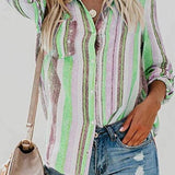 Camicia da donna - Cotone traspirante - Vestibilità classica - Elegante motivo colorato