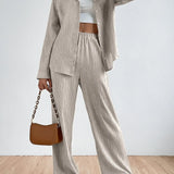 Tuta da donna – Tessuto traspirante – Vestibilità comoda – Camicia a maniche lunghe – Pantaloni dritti con elastico in vita