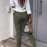 Pantaloni da jogging da donna - aderenti - gamba elasticizzata - stile casual ed elegante