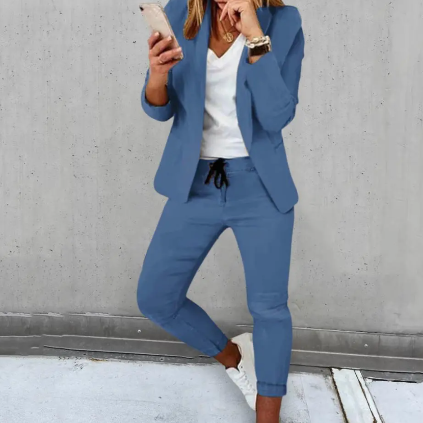 Completo blazer e tuta da jogging da donna – Vestibilità comoda – Tessuto morbido e traspirante – Coulisse in vita
