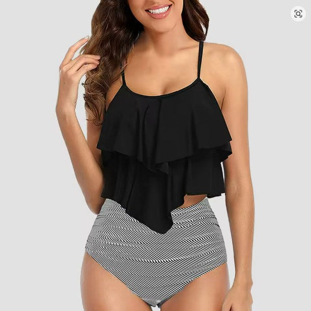 Tankini da donna – Vestibilità fluida – Vita impero – Tessuto traspirante – Scollo tondo