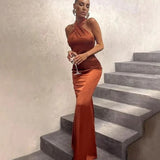 Abito da sera da donna - Sirena lunga - Monospalla asimmetrica - Elegante e aderente