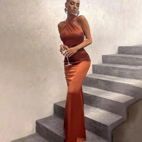 Abito da sera da donna - Sirena lunga - Monospalla asimmetrica - Elegante e aderente