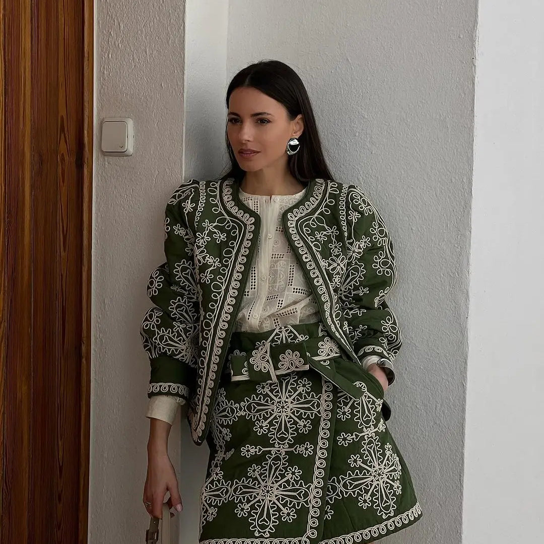 Cappotto etnico da donna – Cotone – Vestibilità comoda – Ricamato – Maniche a lanterna