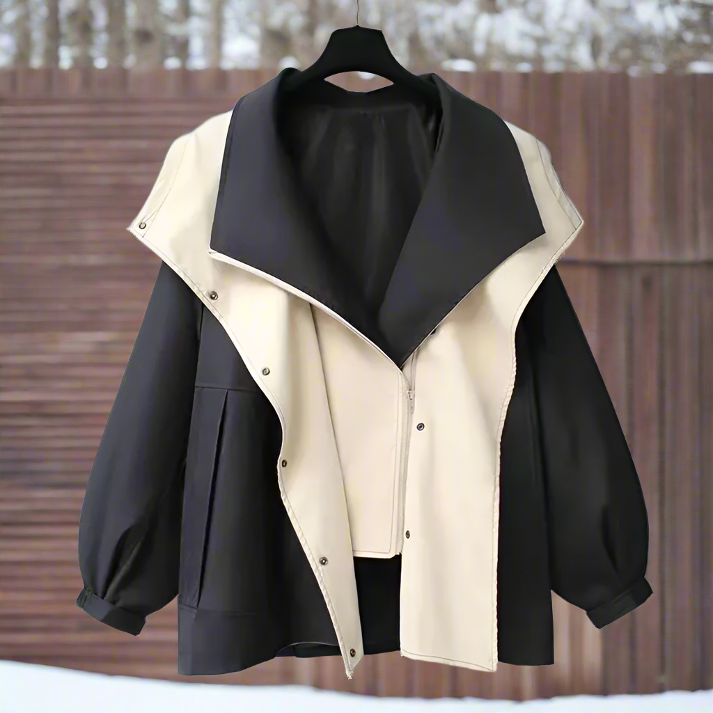 Giacca bicolore elegante, oversize e funzionale per donna