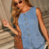 Completo da ufficio in due pezzi con gamba larga in denim streetwear