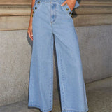 Completo da ufficio in due pezzi con gamba larga in denim streetwear