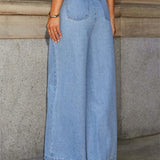 Completo da ufficio in due pezzi con gamba larga in denim streetwear