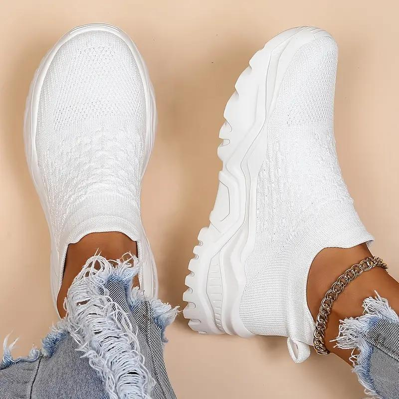 Sneakers da donna – Scarpe alte – Maglia morbida – Suola spessa – Facili da indossare