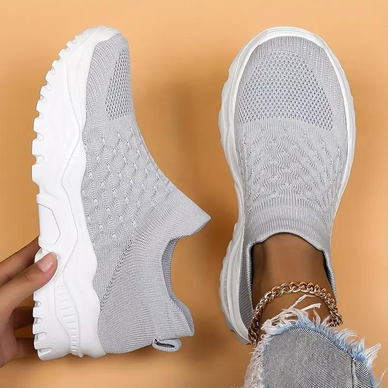 Sneakers da donna – Scarpe alte – Maglia morbida – Suola spessa – Facili da indossare
