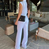 Completo da ufficio in due pezzi con gilet, tasche e pantaloni con revers a contrasto