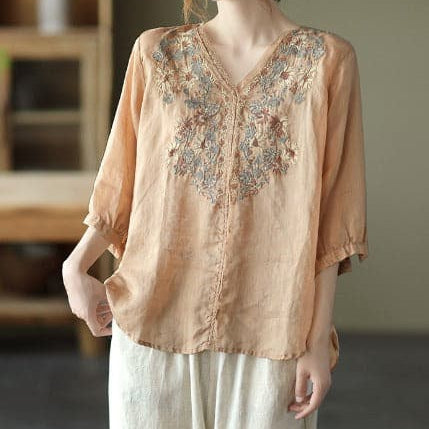 Oro - Blusa ricamata di alta qualità