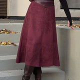 Gonna lunga in pelle scamosciata a trapezio