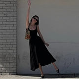 Abito midi estivo casual da spiaggia per feste e club, senza maniche, a trapezio e scollo a V