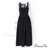 Abito midi estivo casual da spiaggia per feste e club, senza maniche, a trapezio e scollo a V