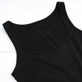 Abito midi estivo casual da spiaggia per feste e club, senza maniche, a trapezio e scollo a V