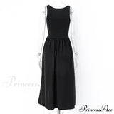 Abito midi estivo casual da spiaggia per feste e club, senza maniche, a trapezio e scollo a V