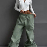 Pantaloni cargo casual larghi con coulisse in vita