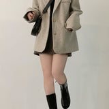 Blazer lungo oversize in misto lana