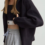 Cardigan in maglia spessa con cerniera e collo alla marinara