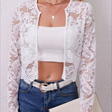 Cardigan a maniche lunghe in pizzo trasparente