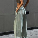 Pantaloni cargo larghi con coulisse in vita